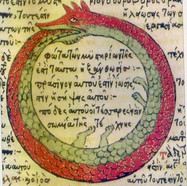 The uroboros serpent, eating its own tail